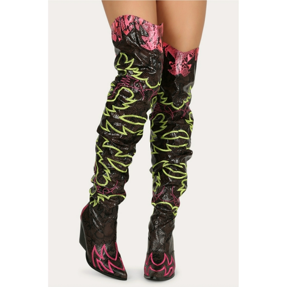 𝙇𝙖𝙨𝙩 𝙎𝙞𝙯 6🖤Rowdy Wester Over The Knee Boot - Picture 6 of 8